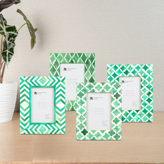 Mosaic Green 4x6 Picture Frame Set - Combo Pack of 4