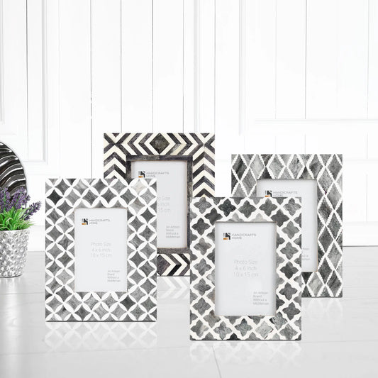 Mosaic Grey 4x6 Picture Frame Set - Combo Pack of 4