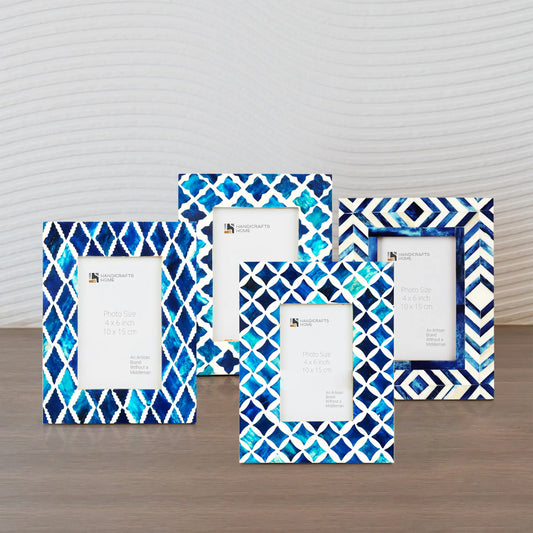 Mosaic Blue 4x6 Picture Frame Set - Combo Pack of 4