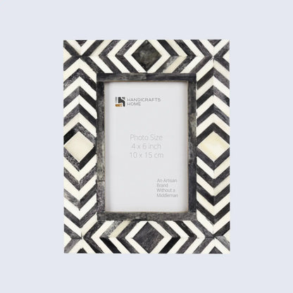 Picture Frames Mosaic Chevron Pattern Bone Inlay Collection in 4x6, Grey