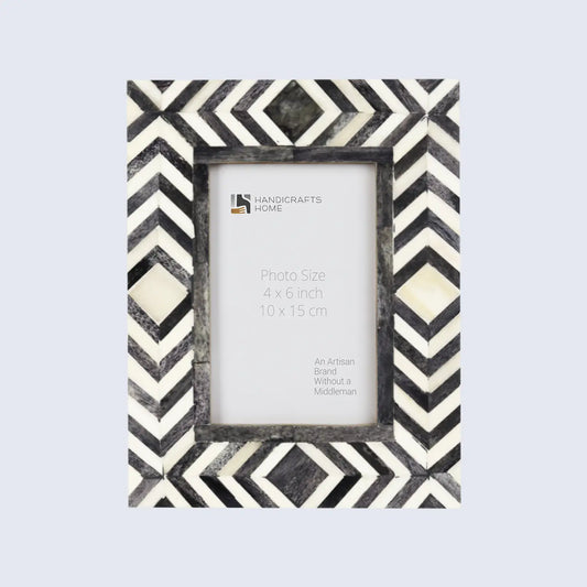 Picture Frames Mosaic Chevron Pattern Bone Inlay Collection in 4x6, Grey