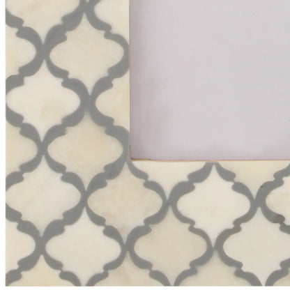 Picture Frames Moroccan Pattern Bone & Resin Inlay Collection in 2 Sizes, White & Grey