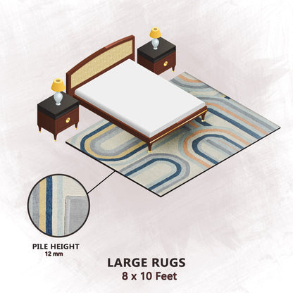 Premium Hand-Tufted Rug Made of 100% Wool  - Pastel Loops - 8x10 Feet