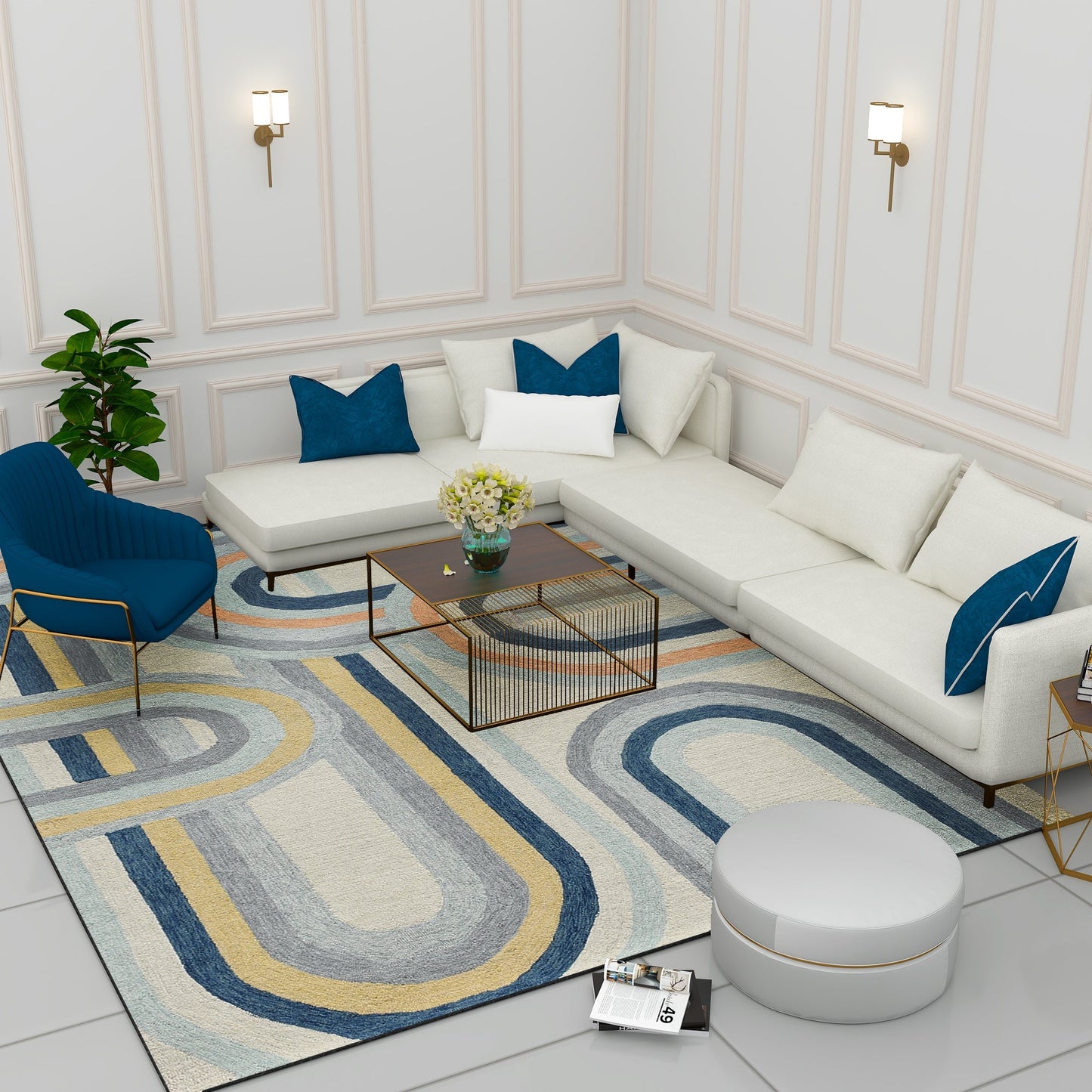 Premium Hand-Tufted Rug Made of 100% Wool  - Pastel Loops - 8x10 Feet