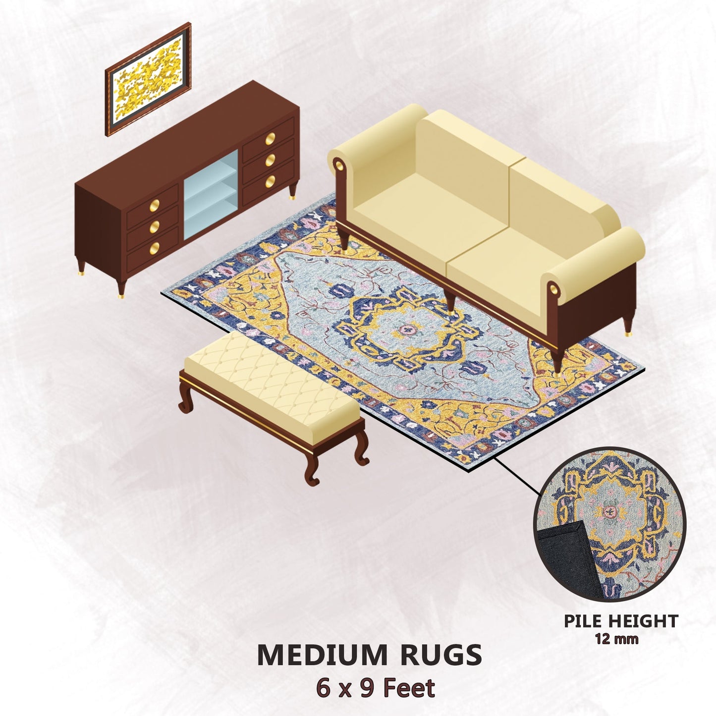 Premium Hand-Tufted Rug Made of 100% Wool  - Royal Realm - 6x9 Feet