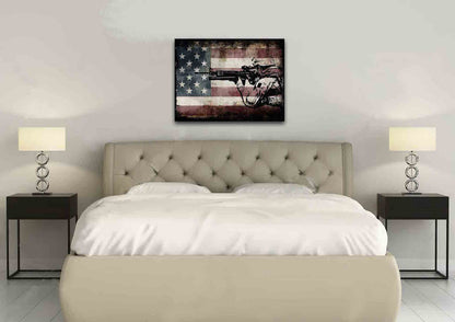 Rustic American Flag with US Army Soldier Wall Art Canvas Painting Decor master bedroom