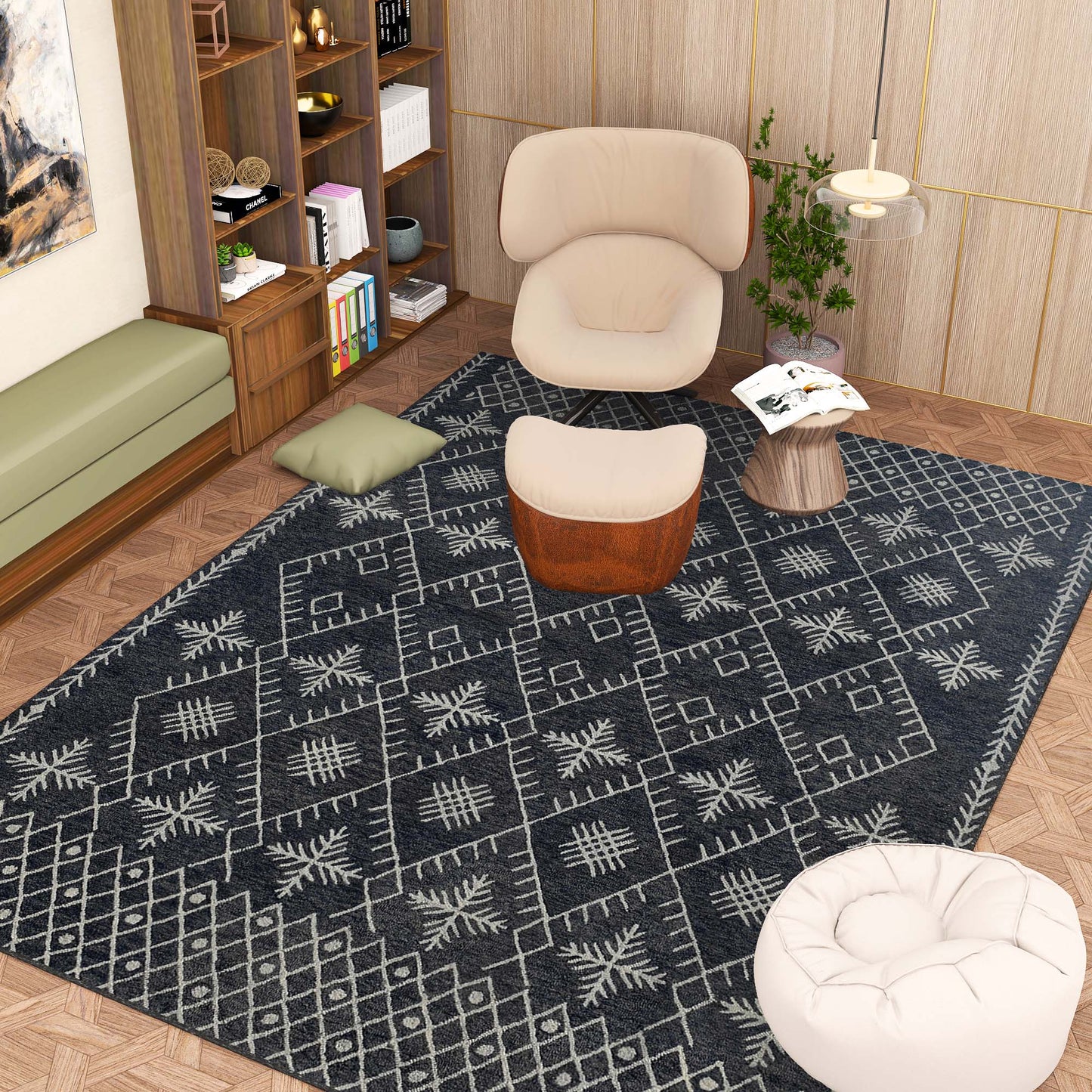 Premium Hand-Tufted Rug Made of 100% Wool  - Snowfall - 8x10 Feet