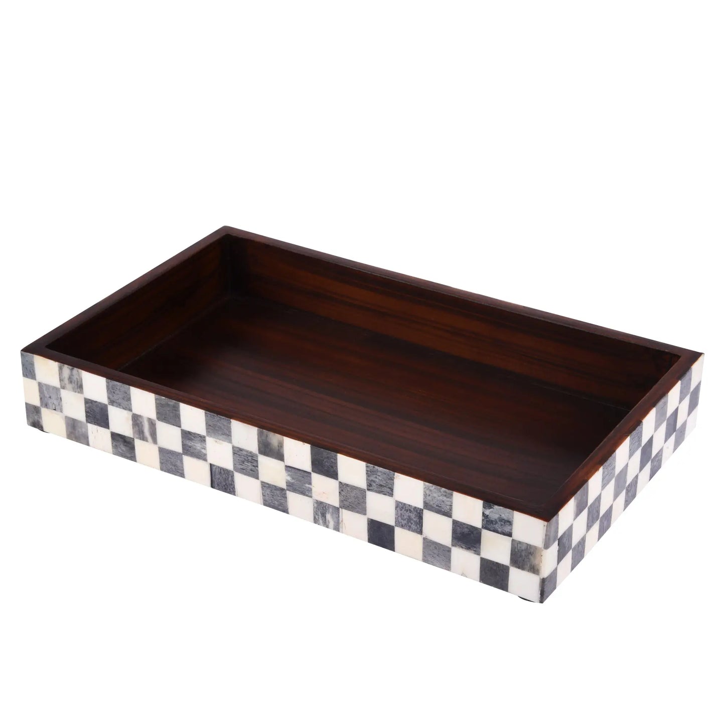 Vanity Trays Parlour Checkered Pattern Bone Inlay Collection in 10x6