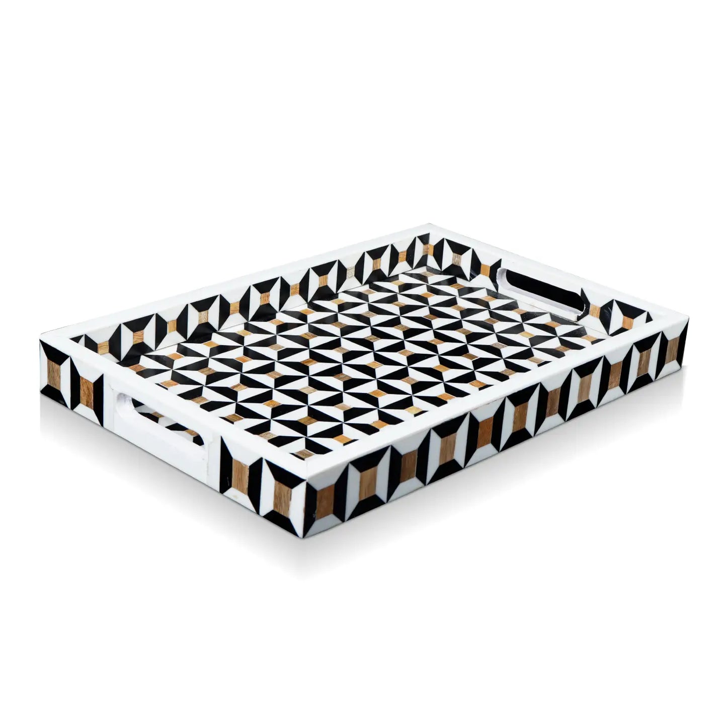 Decorative Tray Discovery Cypher Pattern Resin Inlay Collection in 2 Sizes