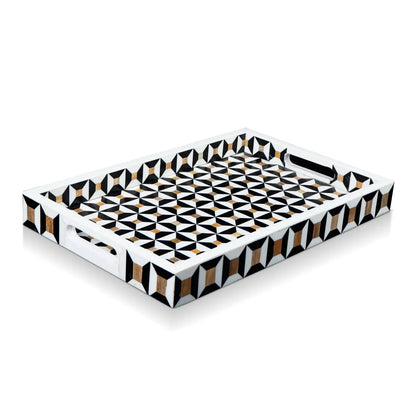 Decorative Tray Discovery Cypher Pattern Resin Inlay Collection in 2 Sizes