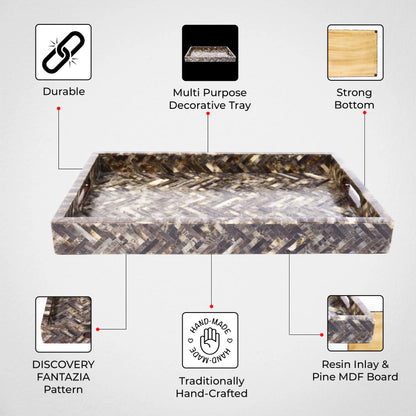Decorative Tray Discovery Fantazia Pattern Resin Inlay Collection in 2 Sizes