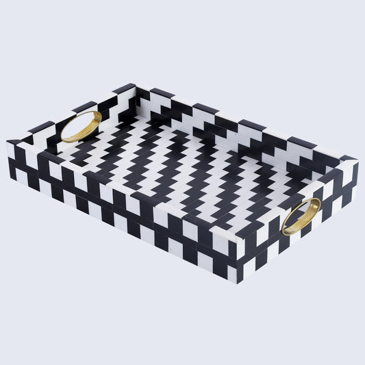 Decorative Tray Optique Pixel Pattern Resin Inlay Collection in 11x17