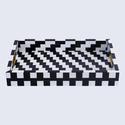 Decorative Tray Optique Pixel Pattern Resin Inlay Collection in 11x17