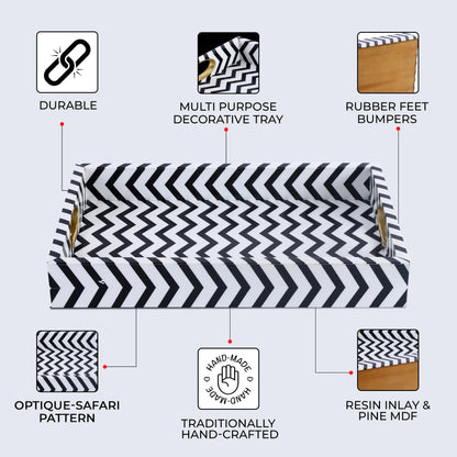 Decorative Tray Optique Safari Pattern Resin Inlay Collection in 11x17