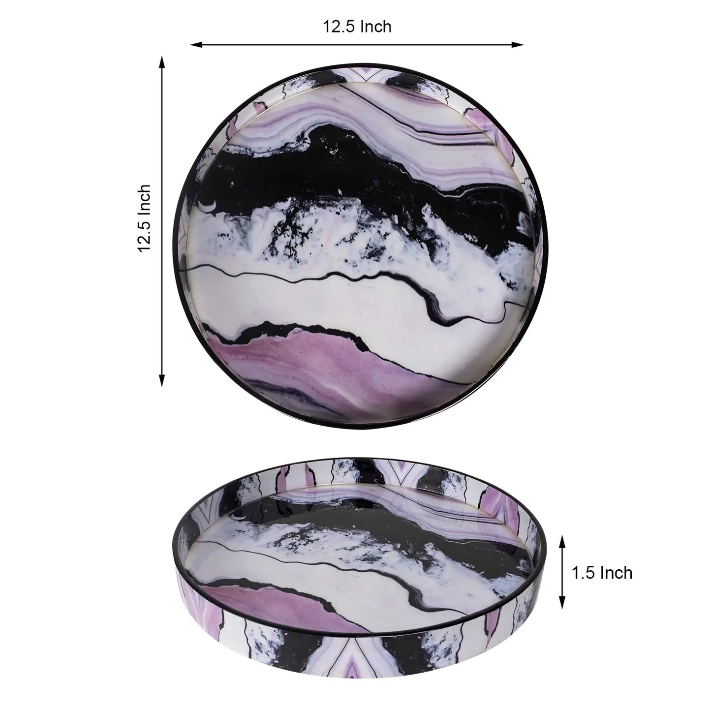 Decorative Tray Cosmos Astral Pattern Resin Inlay Collection in 12x12