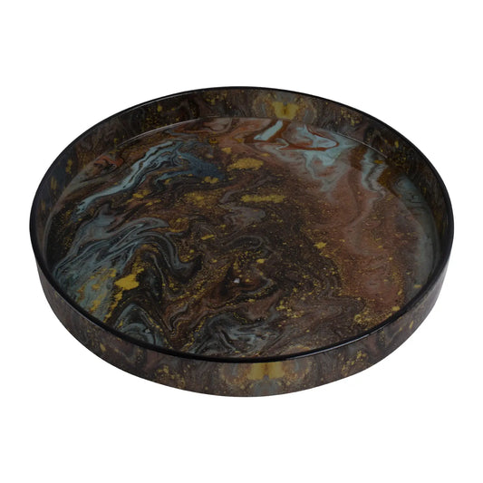 Decorative Tray Constellation Spectrum Pattern Resin Inlay Collection in 12x12