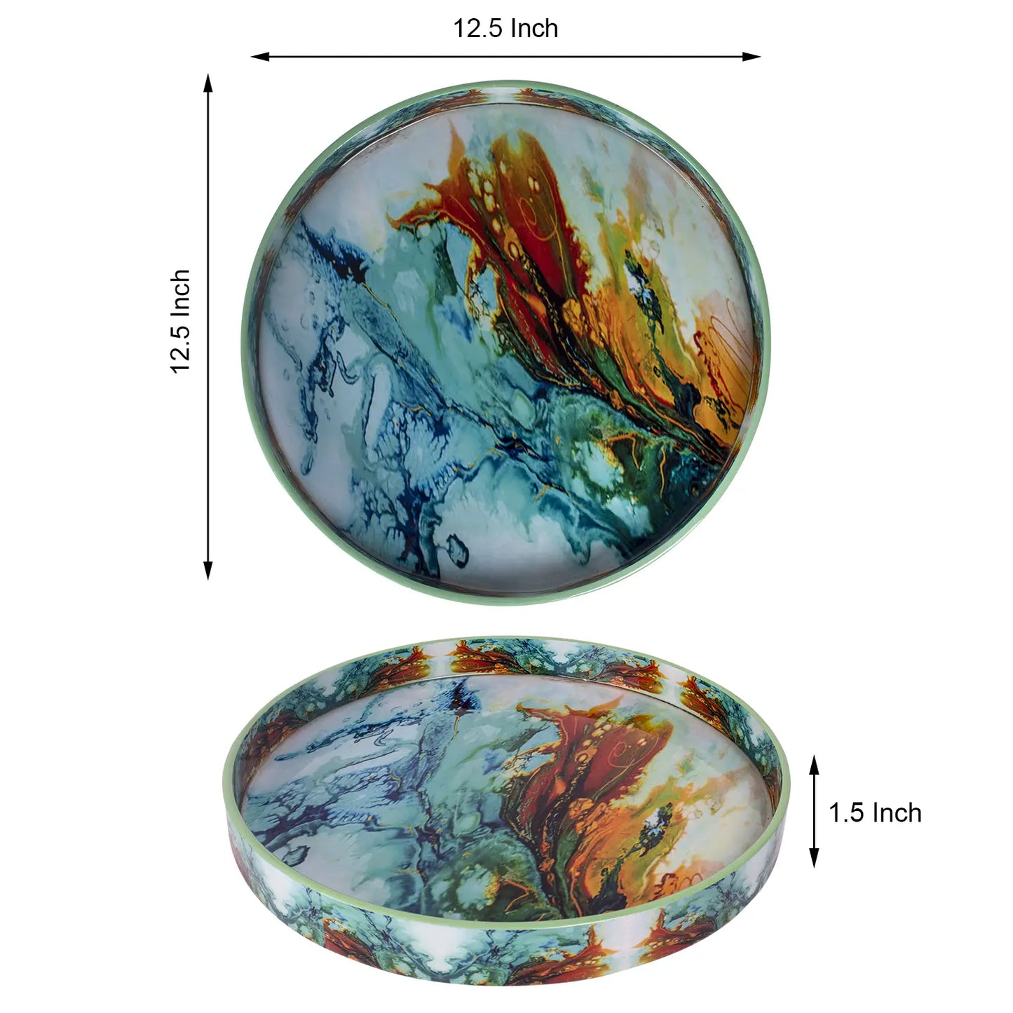 Decorative Tray Cosmos Spectrum Pattern Resin Inlay Collection in 12x12