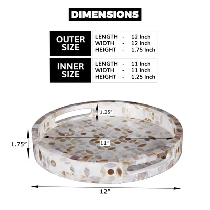 Decorative Tray Discovery Jewel Petit Pattern Mother of Pearl & Resin Inlay Collection in 2 Sizes