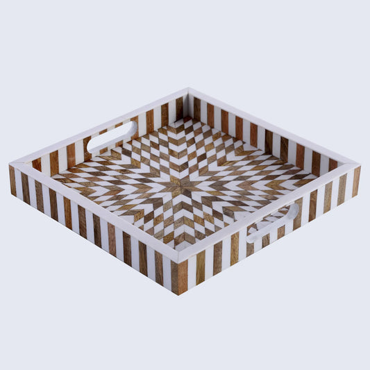 Decorative Tray Estrella Vida Pattern Resin Inlay Collection in 12x12