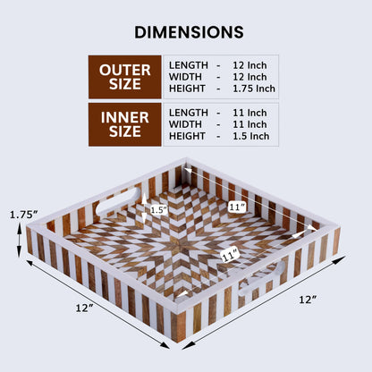 Decorative Tray Estrella Vida Pattern Resin Inlay Collection in 12x12