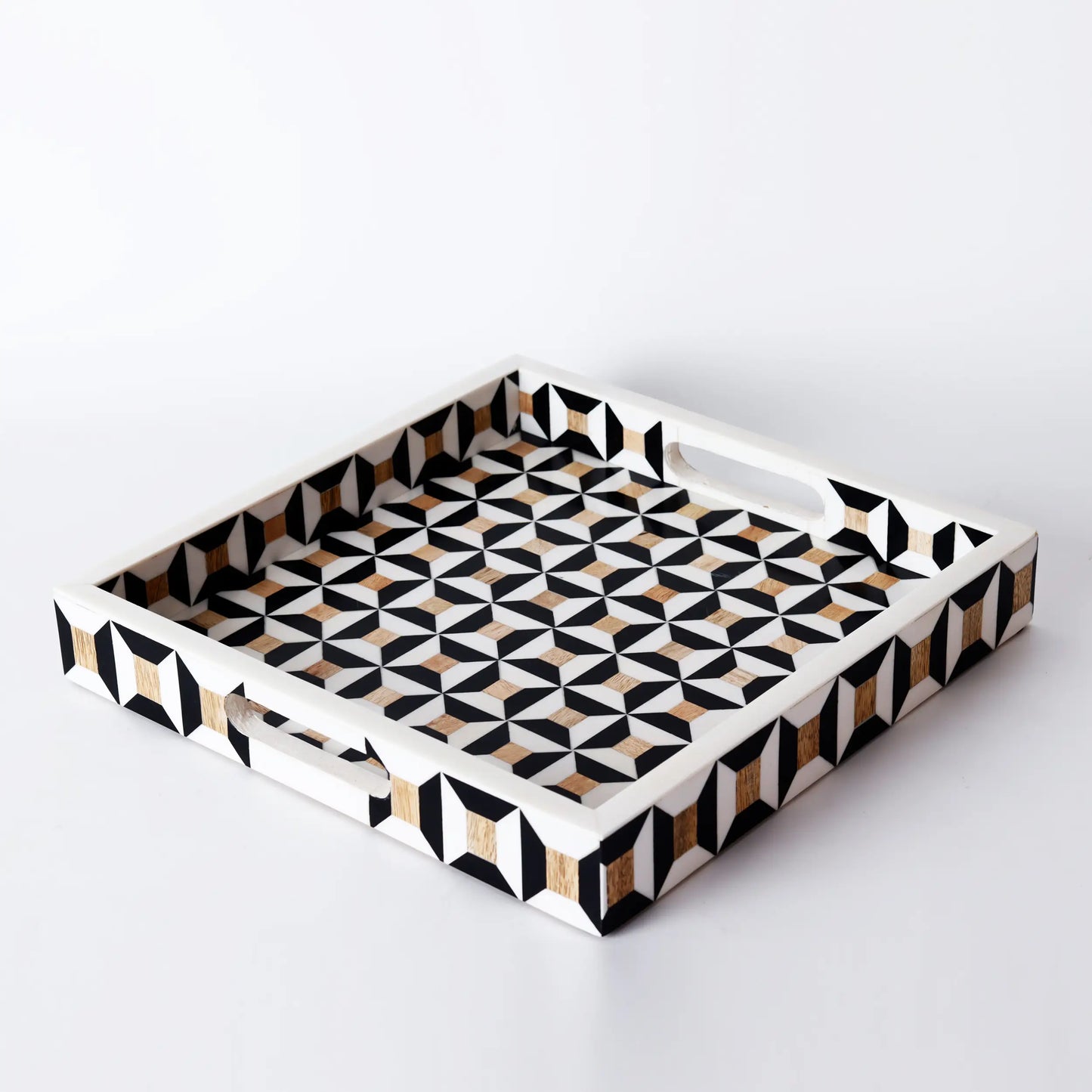 Decorative Tray Discovery Cypher Pattern Resin Inlay Collection in 2 Sizes