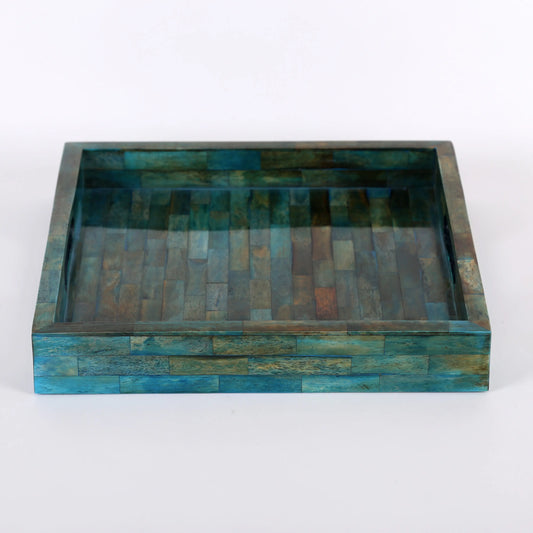Decorative Tray Verdigris Pattern Bone Inlay Collection in 12x12 inches