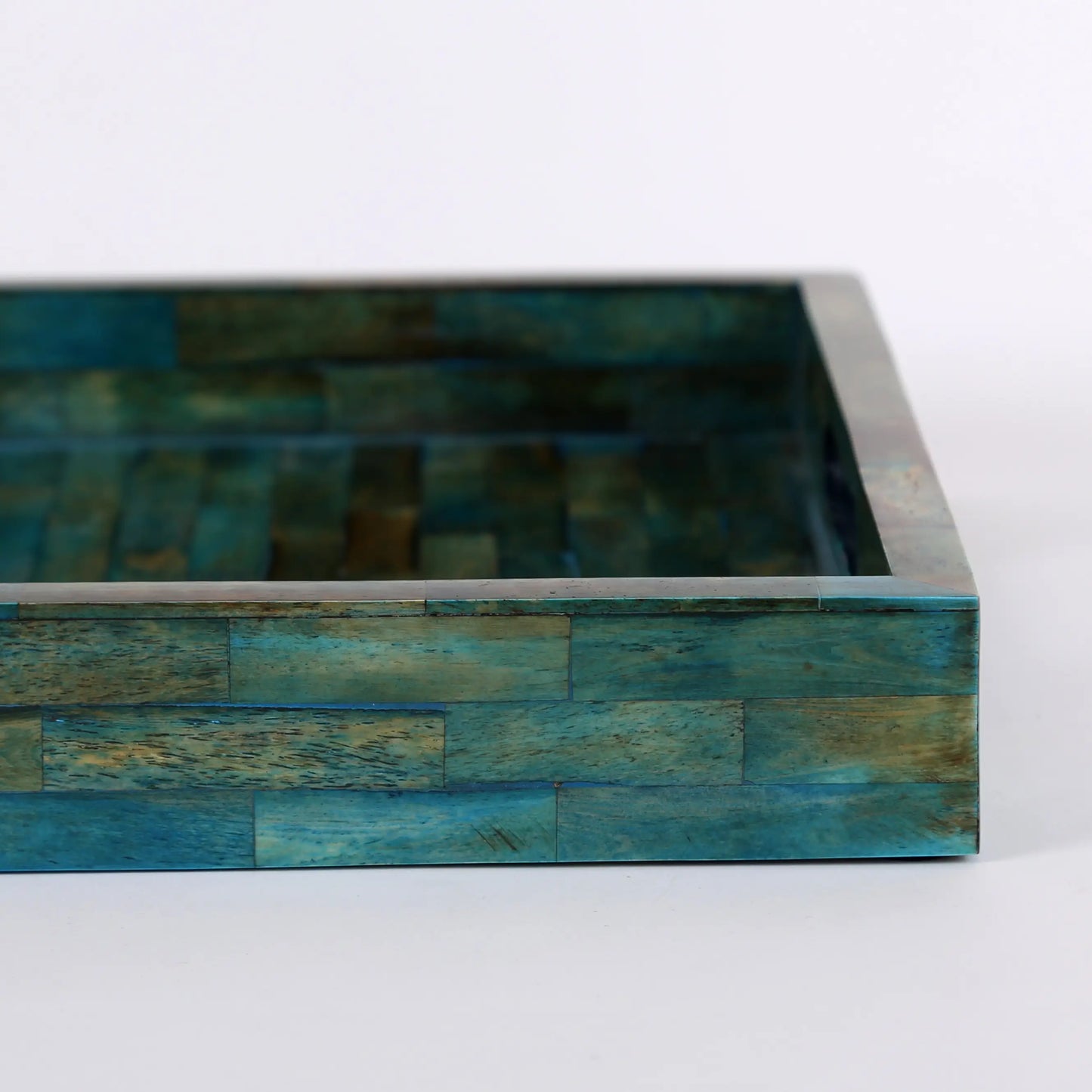 Decorative Tray Verdigris Pattern Bone Inlay Collection in 12x12 inches