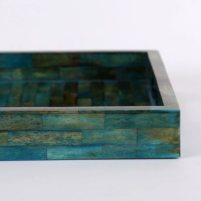 Decorative Tray Verdigris Pattern Bone Inlay Collection in 12x12 inches