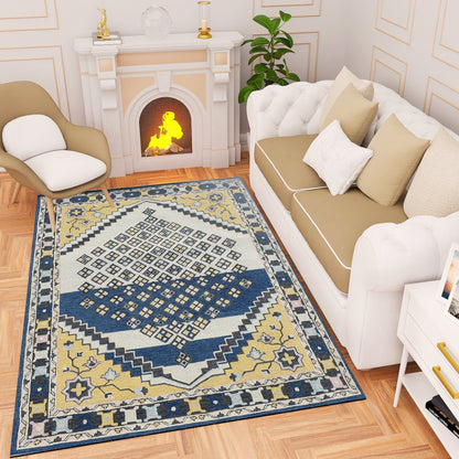 Premium Hand-Tufted Rug Made of 100% Wool  - Tatar Folk - 3x5 Feet