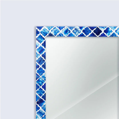 Make to Order Moroccan Blue Mirror Bone & Resin Inlay Collection in 7 Sizes