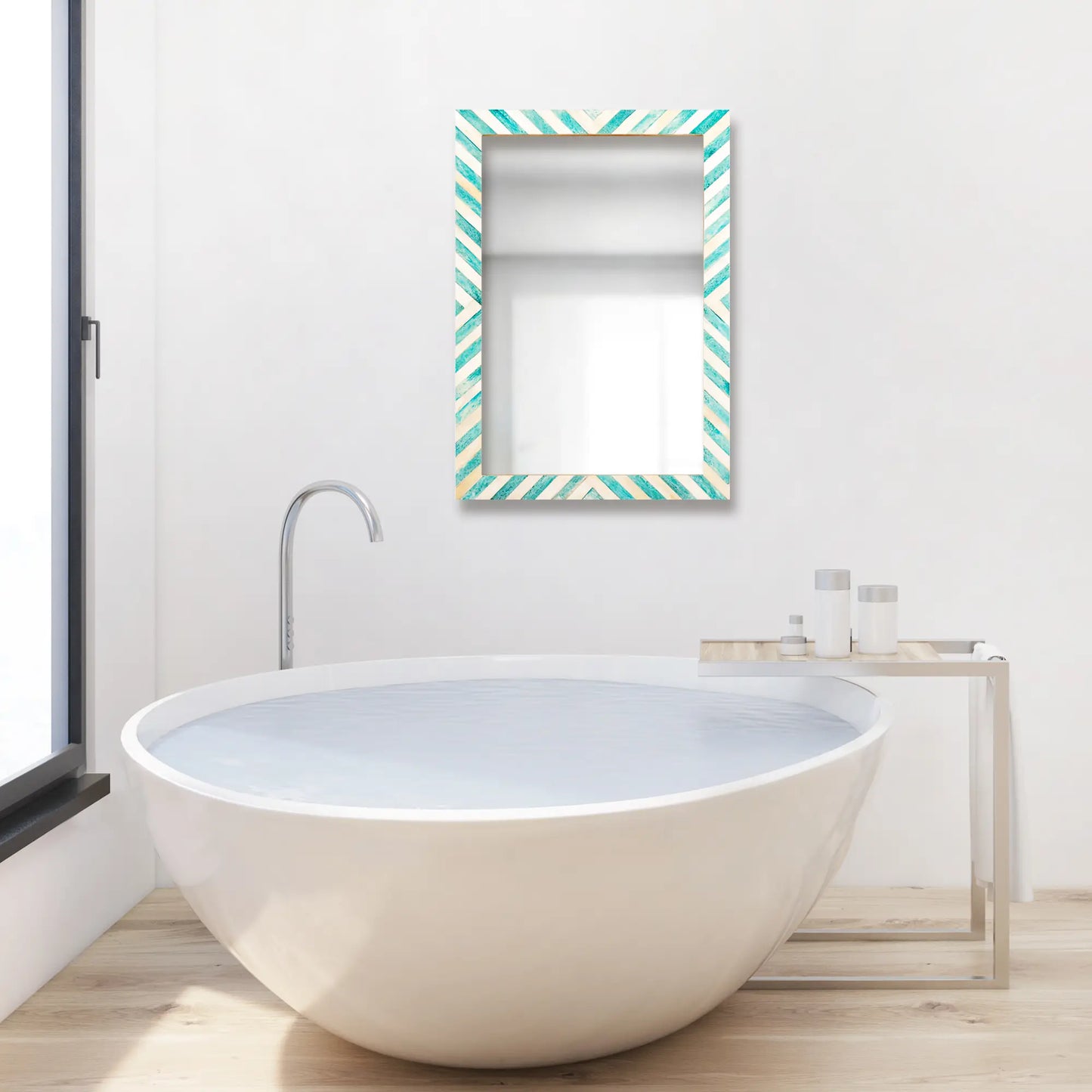 Make to Order Chevron Green Mirror Bone Inlay Collection in 3 Sizes