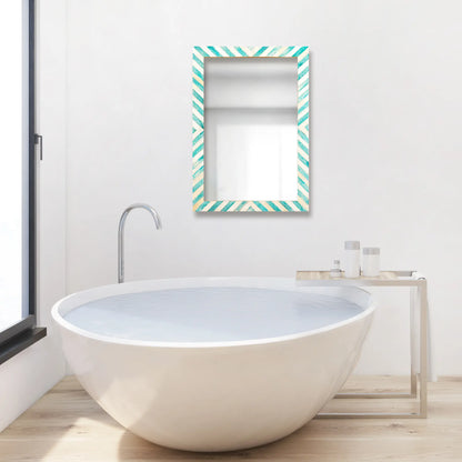 Make to Order Chevron Green Mirror Bone Inlay Collection in 3 Sizes