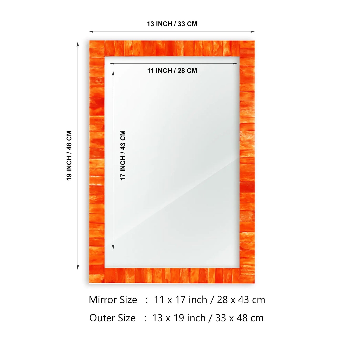 Make to Order Classic Orange Mirror Bone Inlay Collection in 8 Sizes