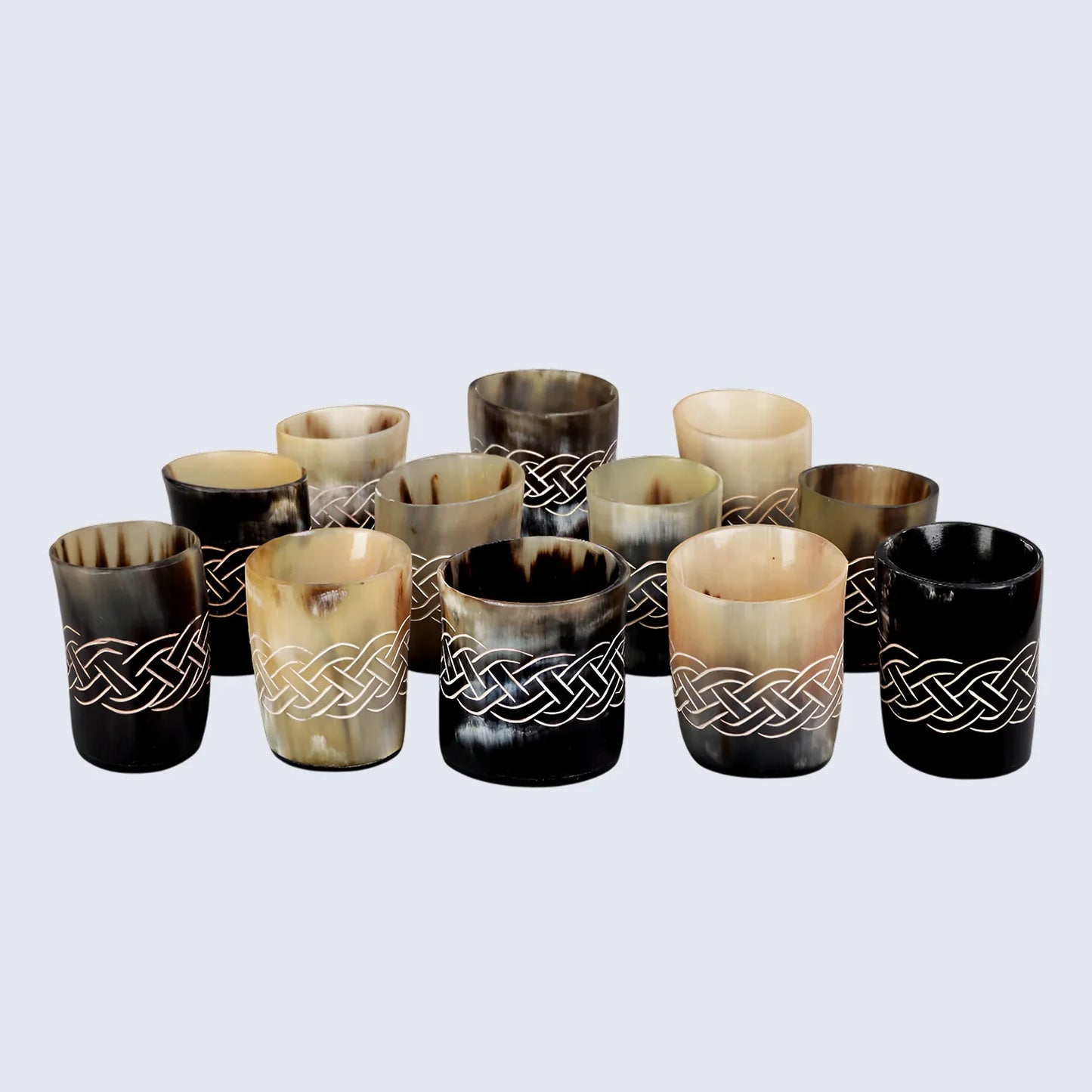 Horn Whiskey Shot Glasses Pack (4,8 & 12) – Hold Up to 6.5oz, Knot