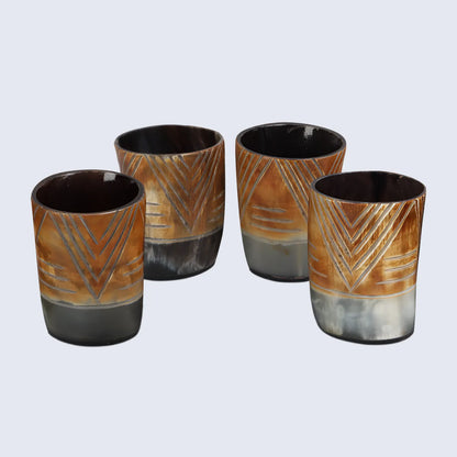 Horn Whiskey Shot Glasses Pack (4,8 & 12) – Hold Up to 6.5oz, Tribal Chevron