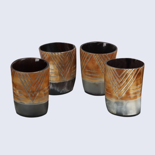 Horn Whiskey Shot Glasses Pack (4,8 & 12) – Hold Up to 6.5oz, Tribal Chevron