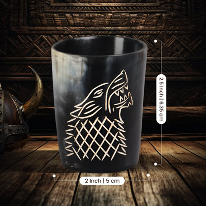 Horn Whiskey Shot Glasses Pack (4,8 & 12) – Hold Up to 6.5oz, Viking Wolf