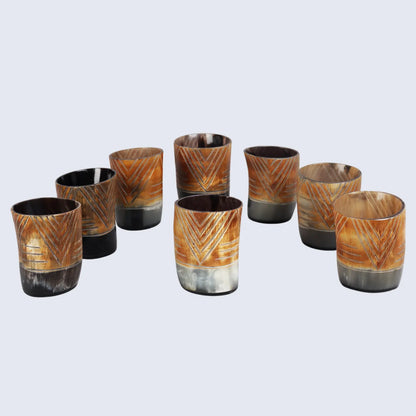 Horn Whiskey Shot Glasses Pack (4,8 & 12) – Hold Up to 6.5oz, Tribal Chevron