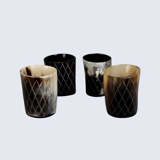 Horn Whiskey Shot Glasses Pack (4,8 & 12) – Hold Up to 6.5oz, Crisscross