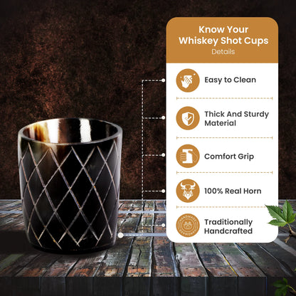 Horn Whiskey Shot Glasses Pack (4,8 & 12) – Hold Up to 6.5oz, Crisscross