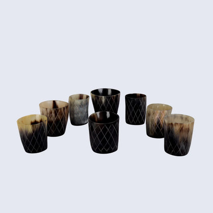Horn Whiskey Shot Glasses Pack (4,8 & 12) – Hold Up to 6.5oz, Crisscross