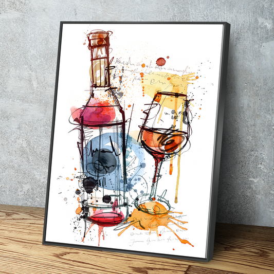 Kitchen Wall Art | Kitchen Canvas Wall Art | Kitchen Prints | Kitchen Artwork | Wine Bottle Glass