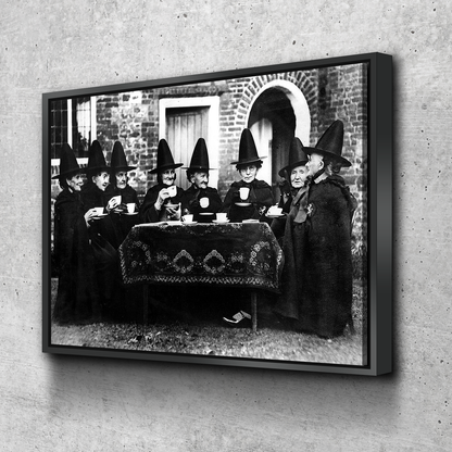 Witches Council Enjoy Tea Canvas Wall Art | Halloween Sign | Halloween Decoration |  Spooky Funny Halloween Sign | Halloween Decor Canvas