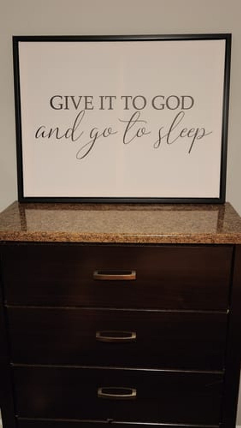 Christian Wall Art for Bedroom - Give It to God and Go to Sleep Canvas Wall Art