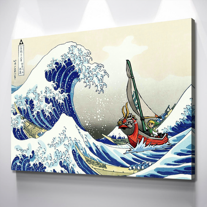 Zelda Windwaker The Great Wave off Kanagawa Canvas Wall At Multi Panel Wall Art