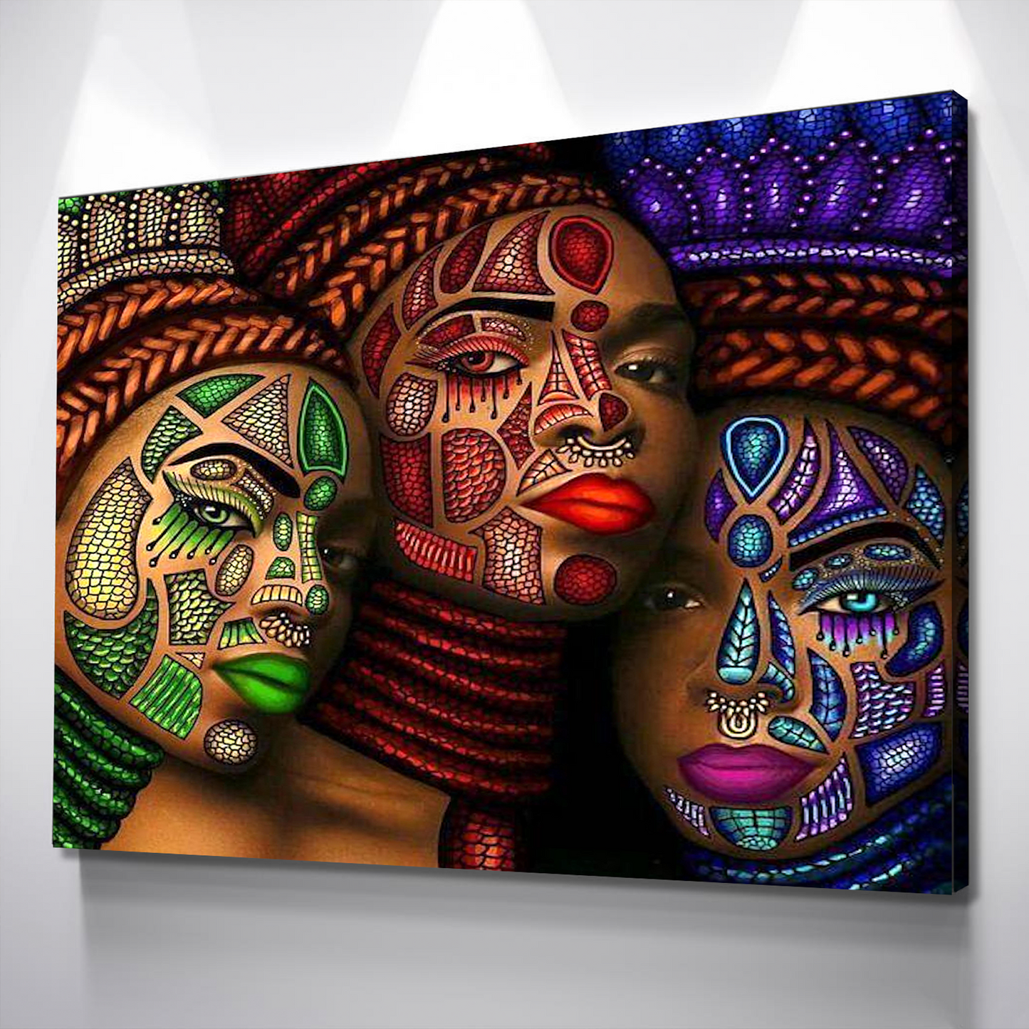 African Wall Art | Abstract African art | Canvas Wall Art | Three African Women Abstract