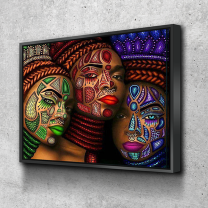 African Wall Art | Abstract African art | Canvas Wall Art | Three African Women Abstract