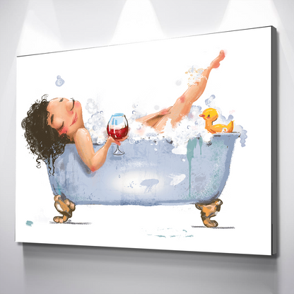 Bath Tub Red Wine Bathroom Wall Art | Bathroom Wall Decor | Bathroom Canvas Art Prints | Canvas Wall Art