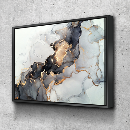 Living Room Wall Art | Living Room Wall Decor | Bedroom Wall Art | Bedroom Wall Decor | Abstract Black and Gold Marble Canvas Wall Art |