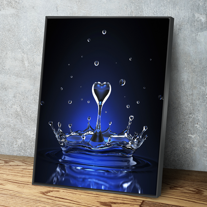 Black Heart Drop Water Portrait Bathroom Wall Art | Bathroom Wall Decor | Bathroom Canvas Art Prints | Canvas Wall Art